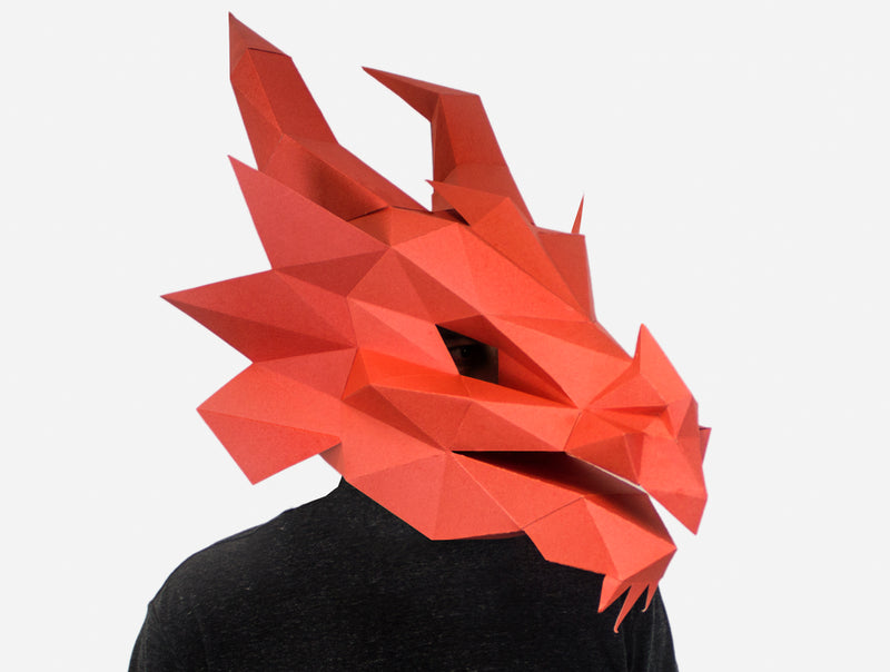 Fire Dragon Mask <br> DIY Paper Mask Template
