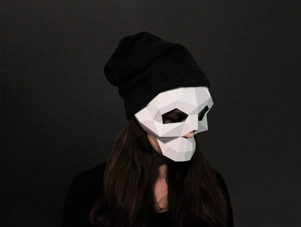 Half Skull Mask <br> DIY Paper Mask Template