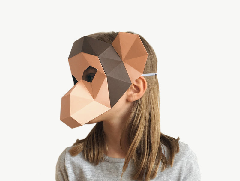 Kids Monkey Mask <br> DIY Paper Mask Template
