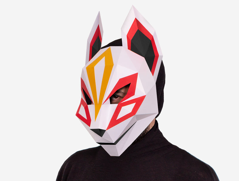 Kitsune Half Mask <br> DIY Paper Mask Template
