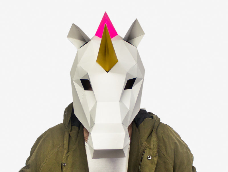 Rainbow Unicorn Mask <br> DIY Paper Mask Template