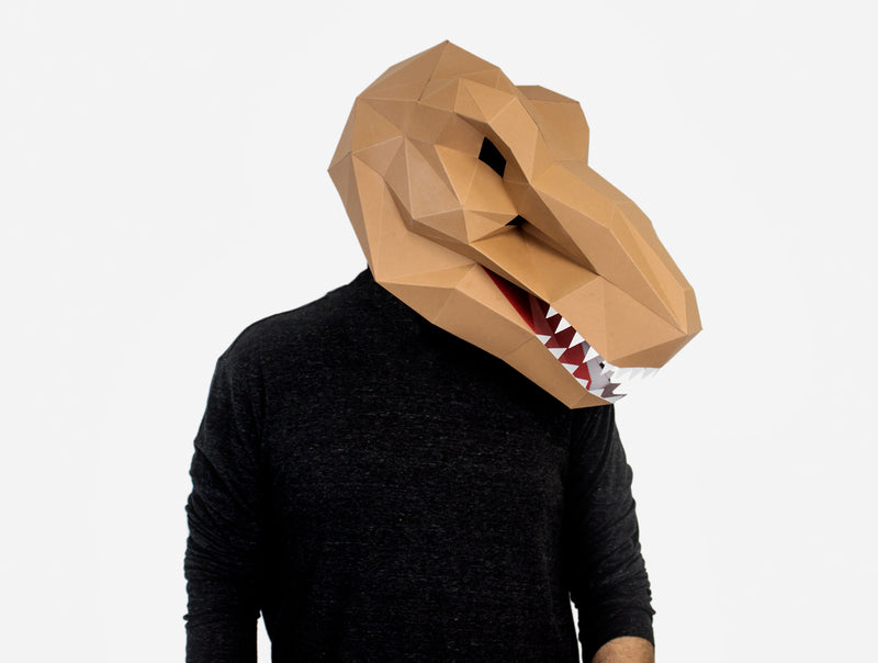T-Rex Dinosaur Mask <br> DIY Paper Mask Template