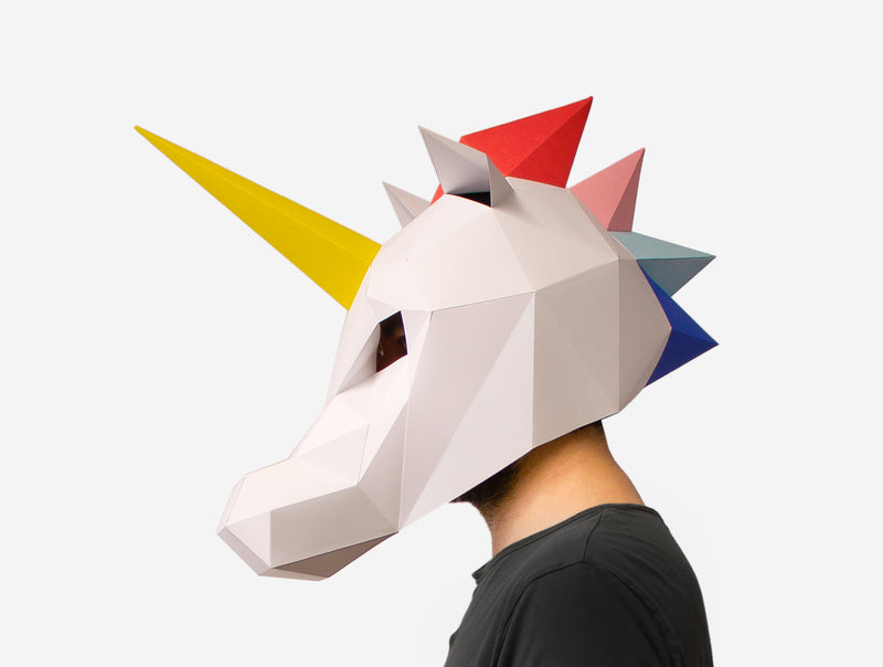 Rainbow Unicorn Mask <br> DIY Paper Mask Template