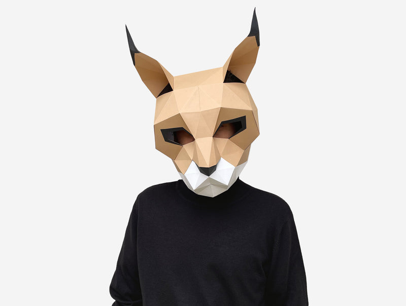 Caracal / Wild Cat Mask <br> DIY Paper Mask Template