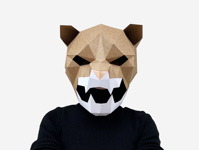 Cougar Roaring Mask <br> DIY Paper Mask Template