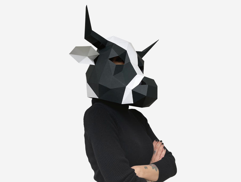 Cow Full Mask Cow Mask DIY Paper Mask Template | Lapa Studios