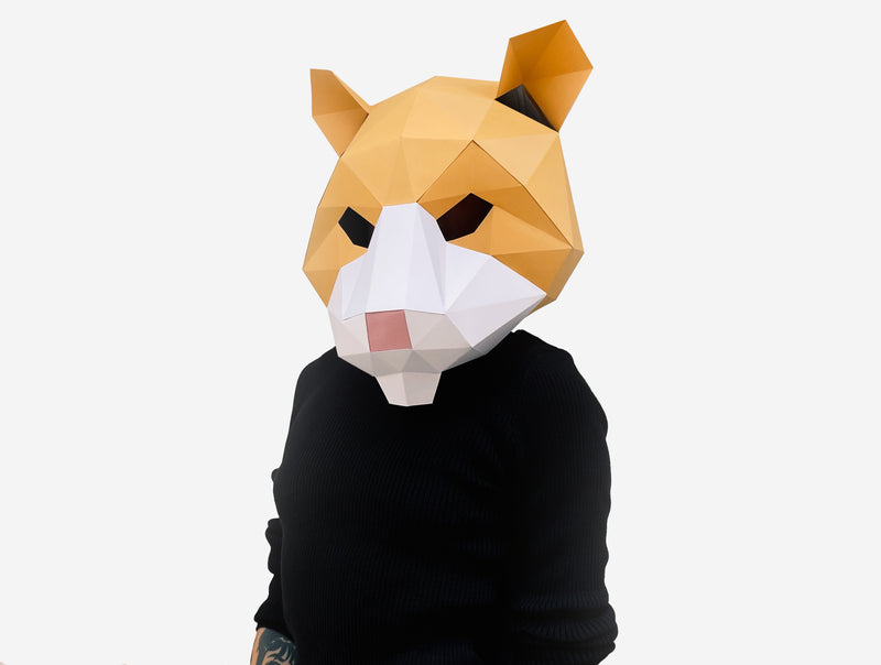 Evil Hamster Mask <br> DIY Paper Mask Template