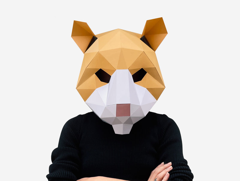 Evil Hamster Mask <br> DIY Paper Mask Template