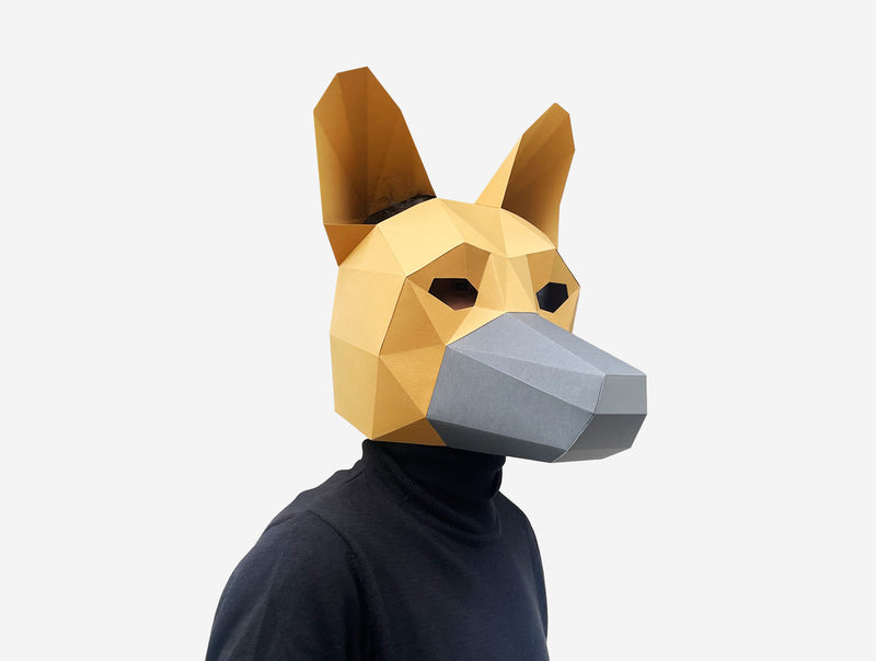 German Shepherd Dog Mask <br> DIY Paper Mask Template