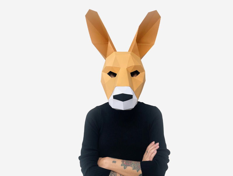 Kangaroo Mask <br> DIY Paper Mask Template