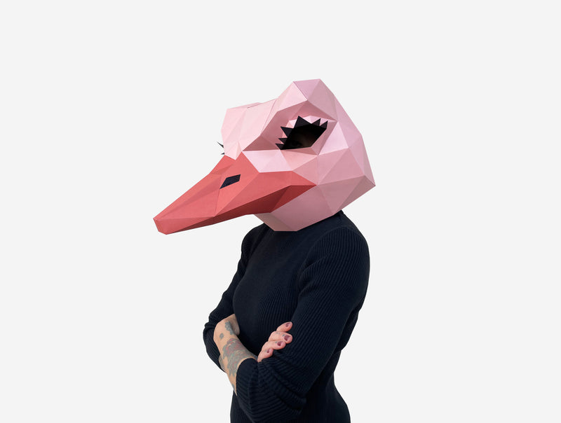 Ostrich Mask <br> DIY Paper Mask Template