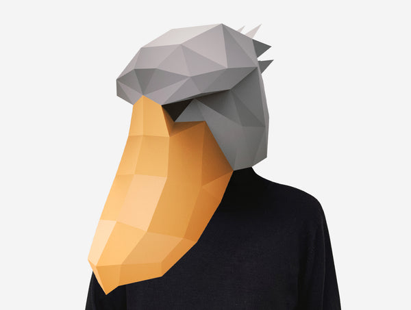 Shoebill Mask <br> DIY Paper Mask Template