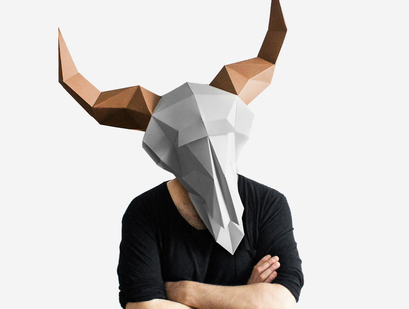 Bison Skull Mask <br> DIY Paper Mask Template