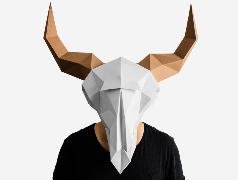 Bison Skull Mask <br> DIY Paper Mask Template