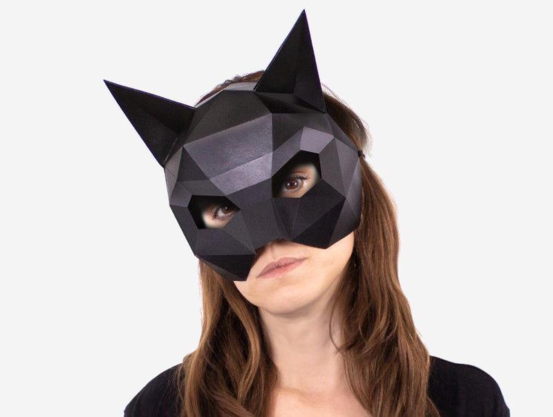 Cat Half Mask <br> DIY Paper Mask Template