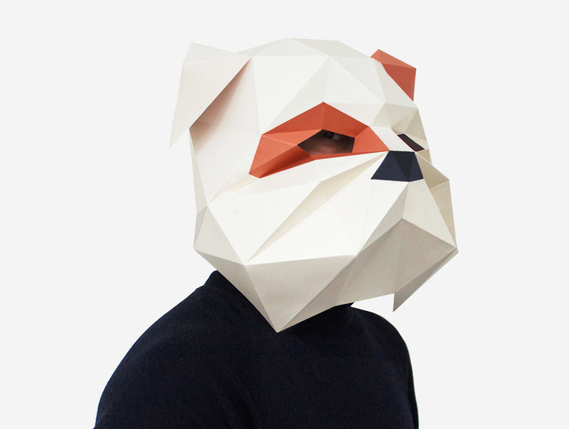 Bulldog Dog Mask <br> DIY Paper Mask Template