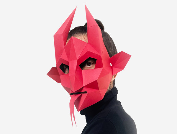 Devil Half Mask <br> DIY Paper Mask Template