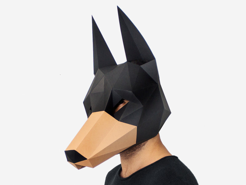Doberman Dog Mask <br> DIY Paper Mask Template