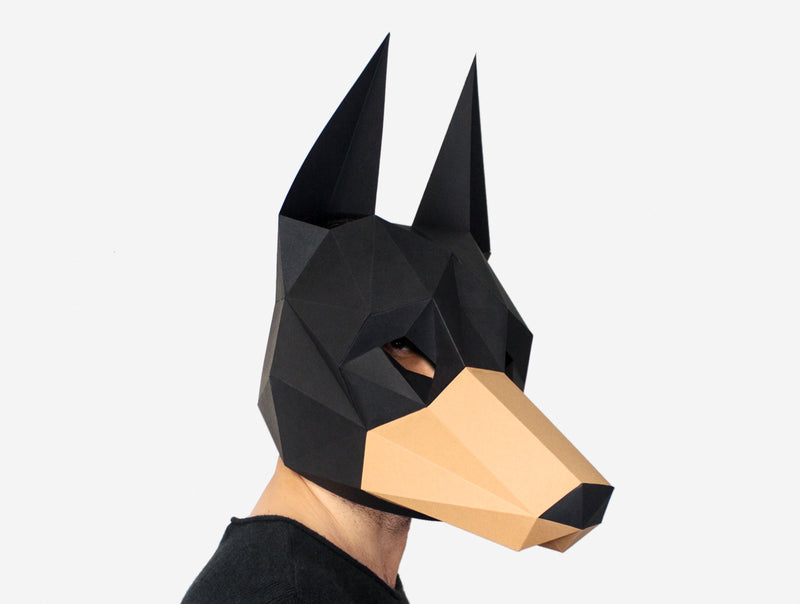 Doberman Dog Mask <br> DIY Paper Mask Template
