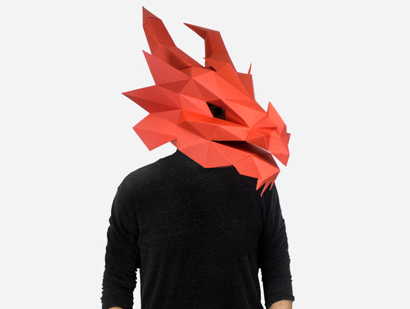 Fire Dragon Mask <br> DIY Paper Mask Template