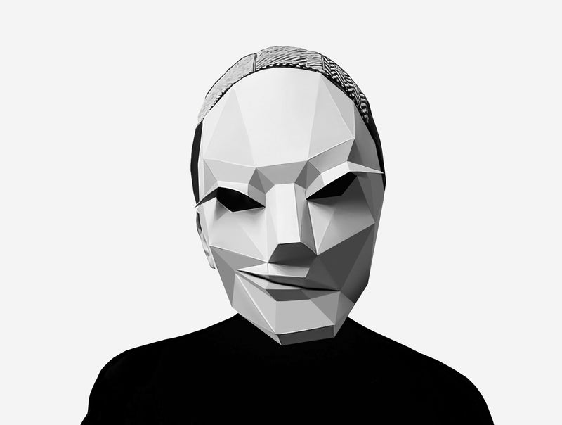 Grinning Half Mask <br> DIY Paper Mask Template