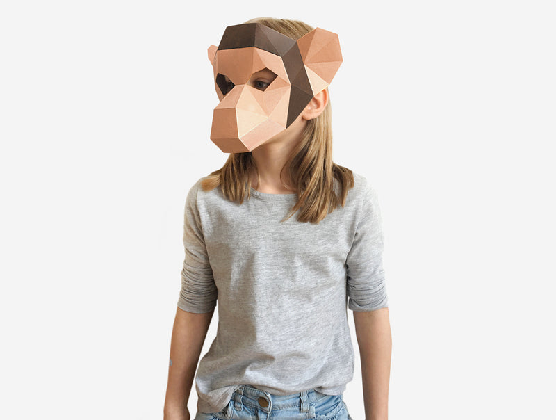 Kids Monkey Mask <br> DIY Paper Mask Template