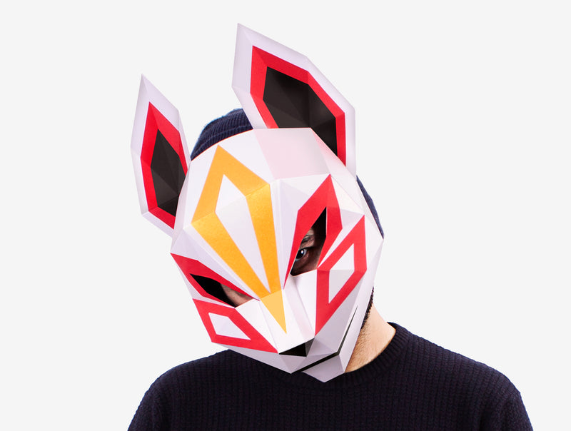 Fox Mask Low Poly Paper Craft PDF Template 