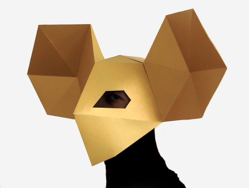 DJ Mouse Mask <br> DIY Paper Mask Template