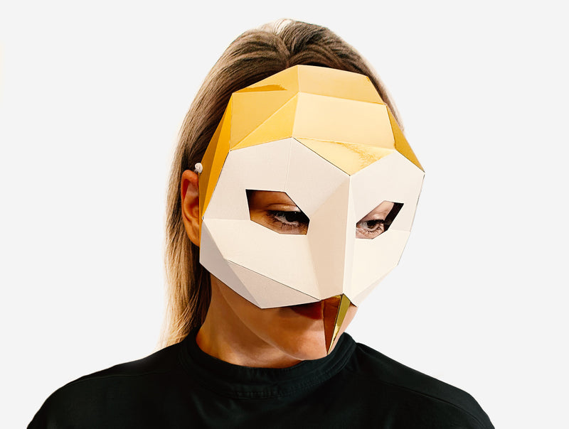 Owl Half Mask <br> DIY Paper Mask Template