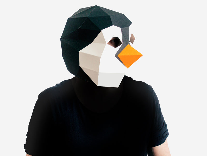 Penguin Mask <br> DIY Paper Mask Template