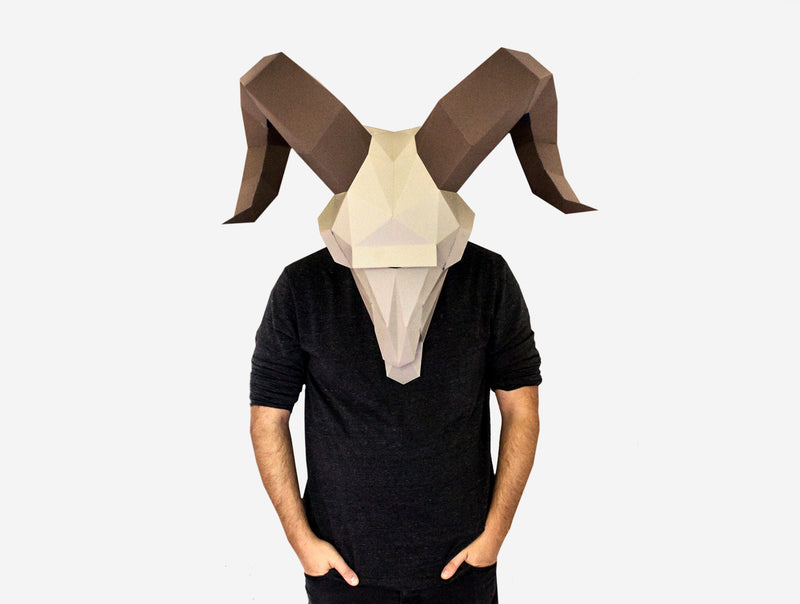 Ram Skull Mask <br> DIY Paper Mask Template