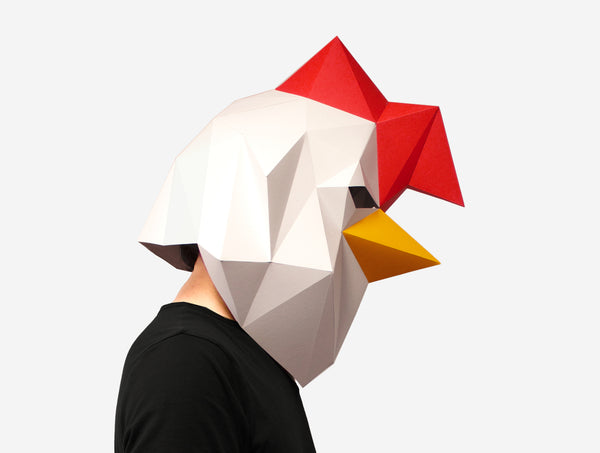 Rooster Mask <br> DIY Paper Mask Template