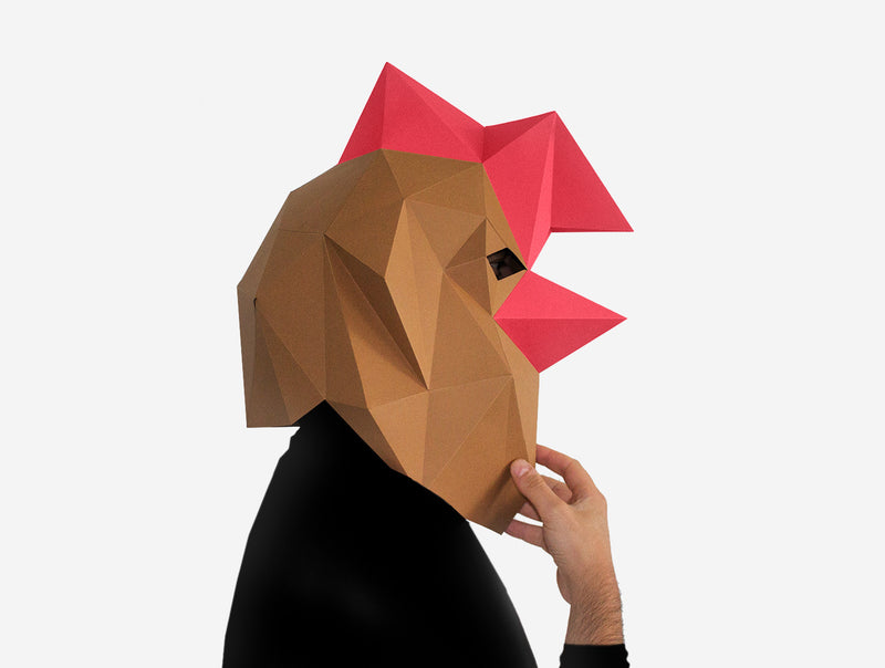 Rooster Mask <br> DIY Paper Mask Template