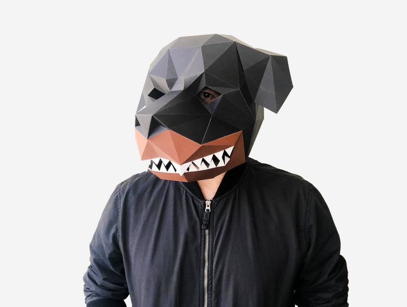 Grinning Rottweiler Dog Mask <br> DIY Paper Mask Template
