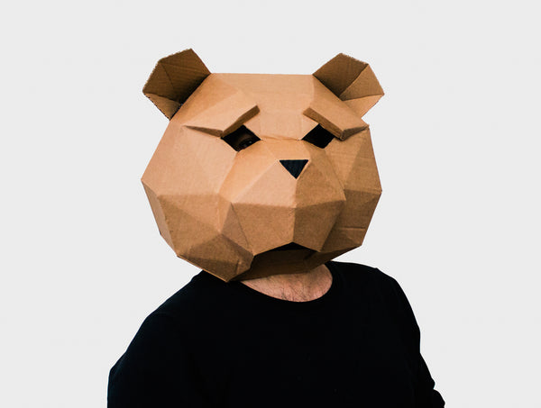 Teddy Bear Mask <br> DIY Paper Mask Template