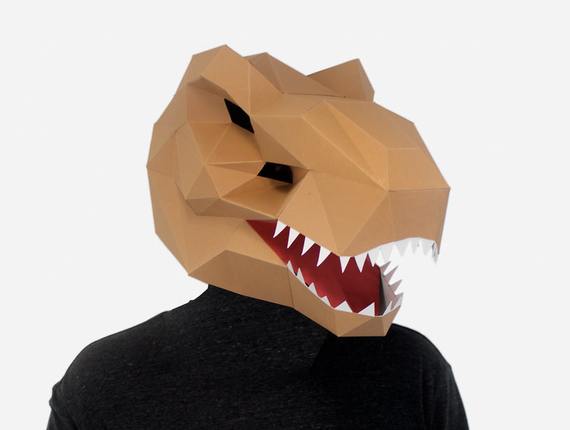 T-Rex Dinosaur Mask <br> DIY Paper Mask Template